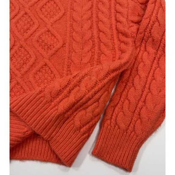 Daily Drills Womens Cable Knit Oversized Sweater Wool Blend Size XS Small Orange - Picture 5 of 8